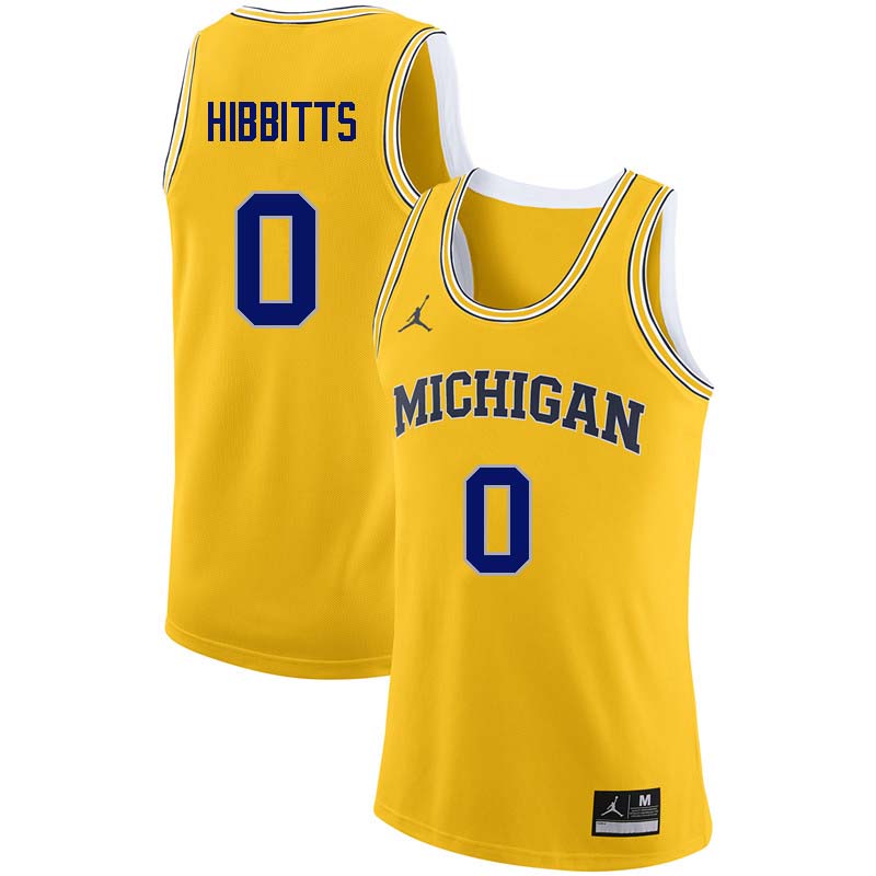 Men #0 Brent Hibbitts Michigan Wolverines College Basketball Jerseys Sale-Yellow